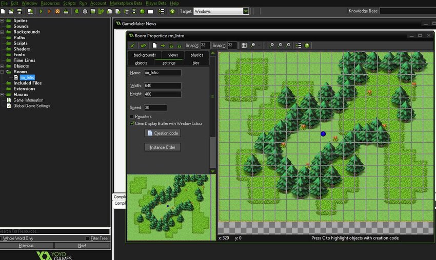 Game Maker Studio-Oberfläche